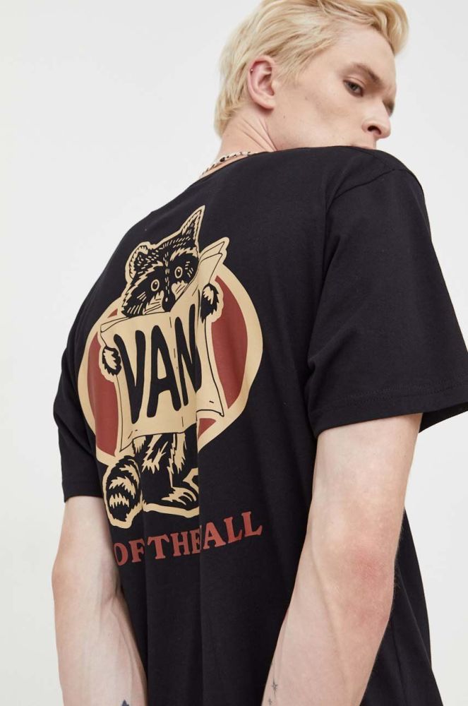 Бавовняна футболка Vans колір чорний з принтом (3565000)