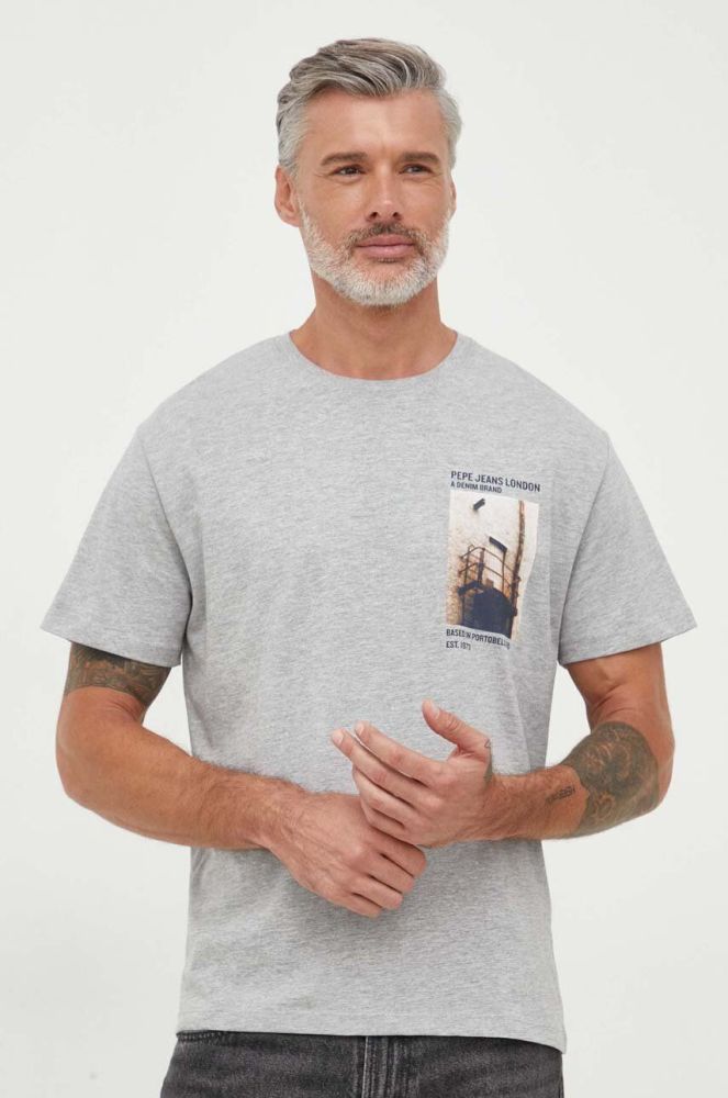 Футболка Pepe Jeans Wilfredo чоловіча колір сірий з принтом