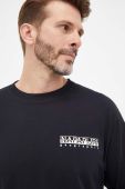 Бавовняний лонгслів Napapijri колір чорний однотонний