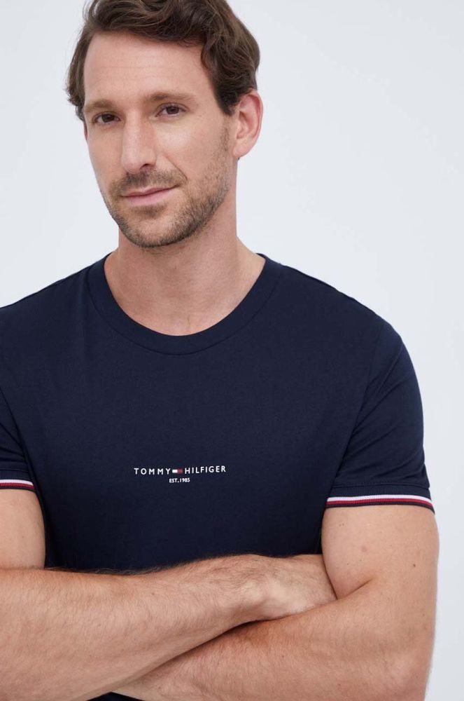 Бавовняна футболка Tommy Hilfiger колір синій з аплікацією (3447971)