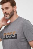 Бавовняна футболка BOSS колір сірий з принтом (3483168)