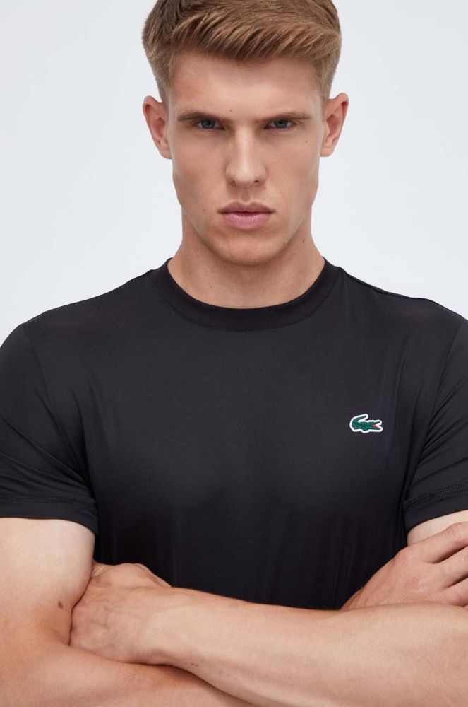 Футболка Lacoste чоловічий колір чорний однотонний