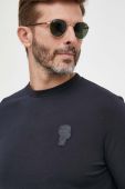 Лонгслів Karl Lagerfeld чоловічий колір синій з аплікацією