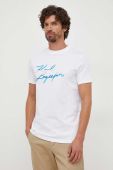 Бавовняна футболка Karl Lagerfeld чоловічий колір білий з аплікацією (3635599)