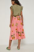 Бавовняна спідниця Medicine колір рожевий midi розкльошена