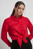 Сорочка з льону Medicine жіноча колір червоний regular класичний комір