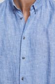 Сорочка з льону Medicine slim комір button-down колір блакитний
