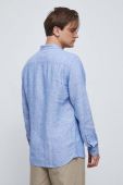 Сорочка з льону Medicine slim комір button-down колір блакитний