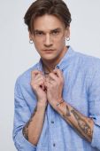 Сорочка з льону Medicine slim комір button-down колір блакитний