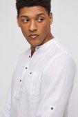 Сорочка з льону Medicine колір білий regular зі стійкою