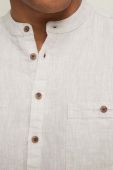 Сорочка з льону Medicine колір бежевий regular зі стійкою