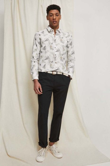 Сорочка з льону Medicine чоловіча колір білий regular класичний комір (3292424)