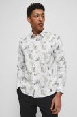 Сорочка з льону Medicine чоловіча колір білий regular класичний комір (3292424)
