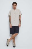 Сорочка з льону Medicine чоловіча колір бежевий regular комір button-down