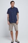 Сорочка з льону Medicine чоловіча колір синій regular комір button-down