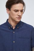 Сорочка з льону Medicine чоловіча колір синій regular комір button-down