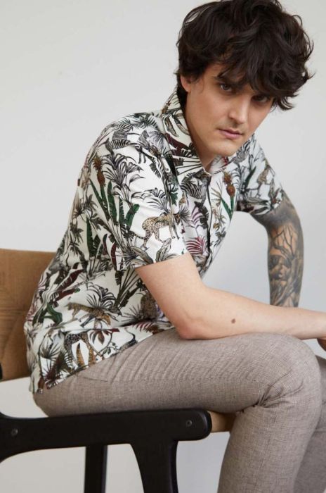 Сорочка з льону Medicine колір білий regular класичний комір (3253088)