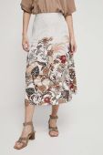 Спідниця з домішкою льону Medicine колір бежевий midi розкльошена (3329322)