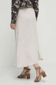 Спідниця з домішкою льону Medicine колір бежевий maxi розкльошена