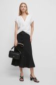 Спідниця з домішкою льону Medicine колір чорний midi розкльошена