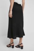 Спідниця з домішкою льону Medicine колір чорний midi розкльошена