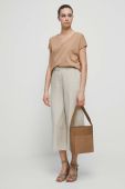 Льняні штани Medicine жіночі колір бежевий кюлоти висока посадка (3293384)