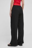Штани з домішкою льону Medicine жіночі колір чорний широке висока посадка