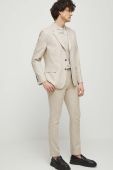 Штани з домішкою льону Medicine чоловічі колір бежевий облягаюче