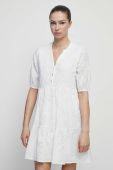 Бавовняна сукня Medicine колір білий mini розкльошена