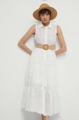 Бавовняна сукня Medicine колір білий midi розкльошена (3344582)