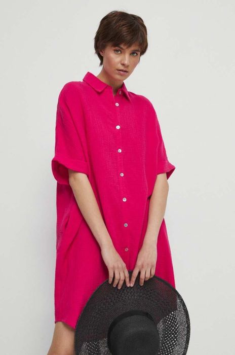 Бавовняна сукня Medicine колір рожевий midi oversize