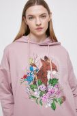 Бавовняна кофта Medicine жіноча колір рожевий з капюшоном з принтом