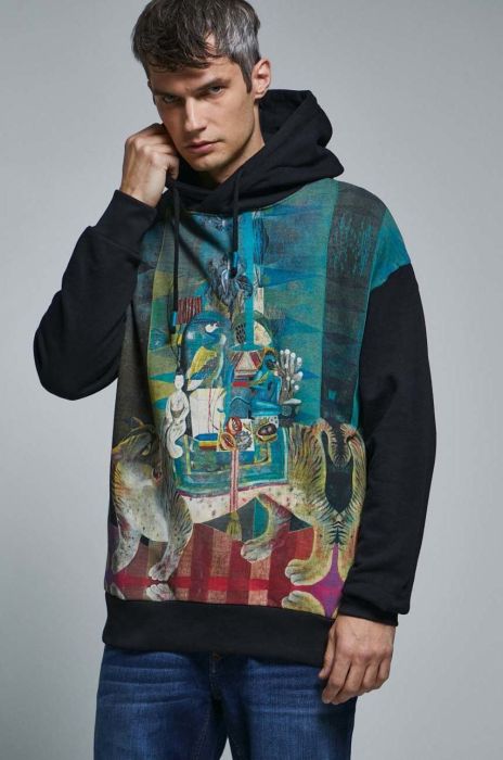 Бавовняна кофта Medicine чоловіча колір чорний з капюшоном з принтом (2881098)