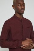 Сорочка з льону Medicine чоловіча колір бордовий slim зі стійкою