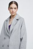 Вовняне пальто Medicine колір сірий перехідний двобортний
