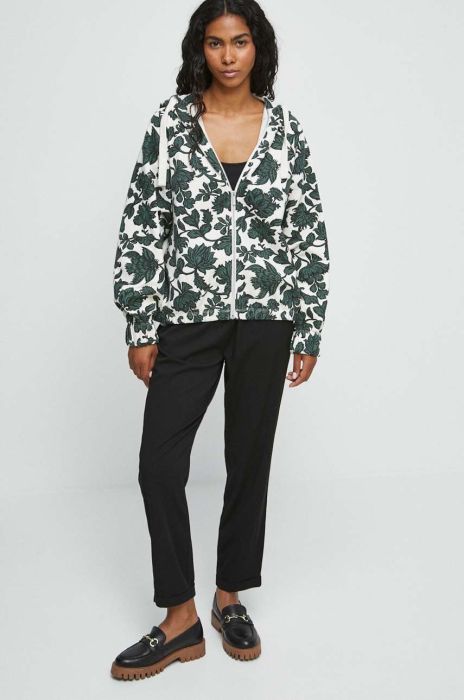 Кофта Medicine жіноча колір бежевий з капюшоном візерунок (3433182)