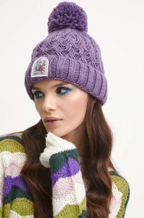 Шапка Medicine жіноча колір фіолетовий з товстого трикотажу