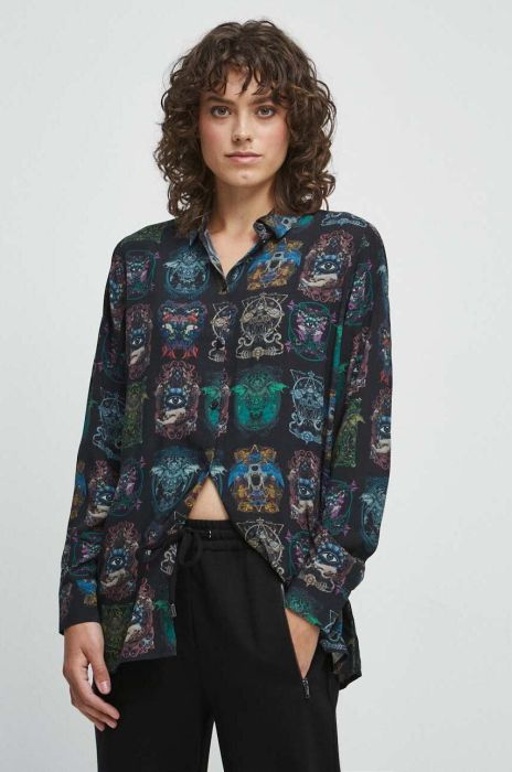 Сорочка Medicine жіноча колір чорний relaxed класичний комір (3484632)