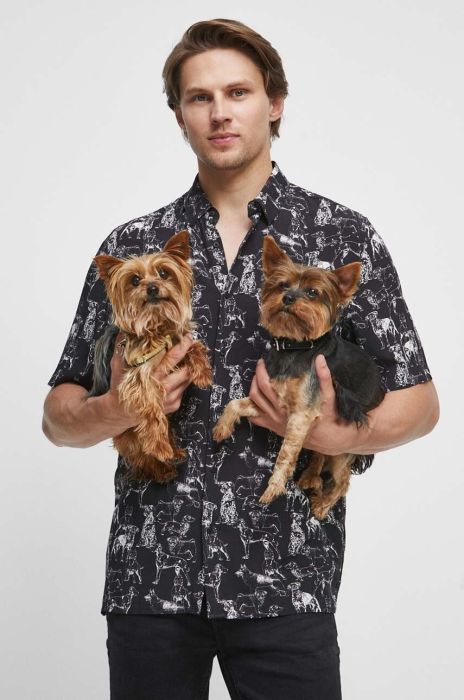 Сорочка Medicine чоловіча колір чорний relaxed класичний комір