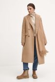 Пальто з домішкою вовни Medicine колір бежевий перехідний двобортний