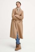 Пальто з домішкою вовни Medicine колір бежевий перехідний двобортний