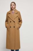 Вовняне пальто Medicine колір бежевий перехідний двобортний (3599293)