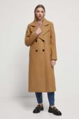 Вовняне пальто Medicine колір бежевий перехідний двобортний (3599293)