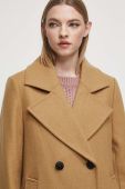 Вовняне пальто Medicine колір бежевий перехідний двобортний (3599293)