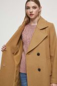 Вовняне пальто Medicine колір бежевий перехідний двобортний (3599293)