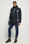 Вовняне пальто Medicine колір синій зимове двобортне
