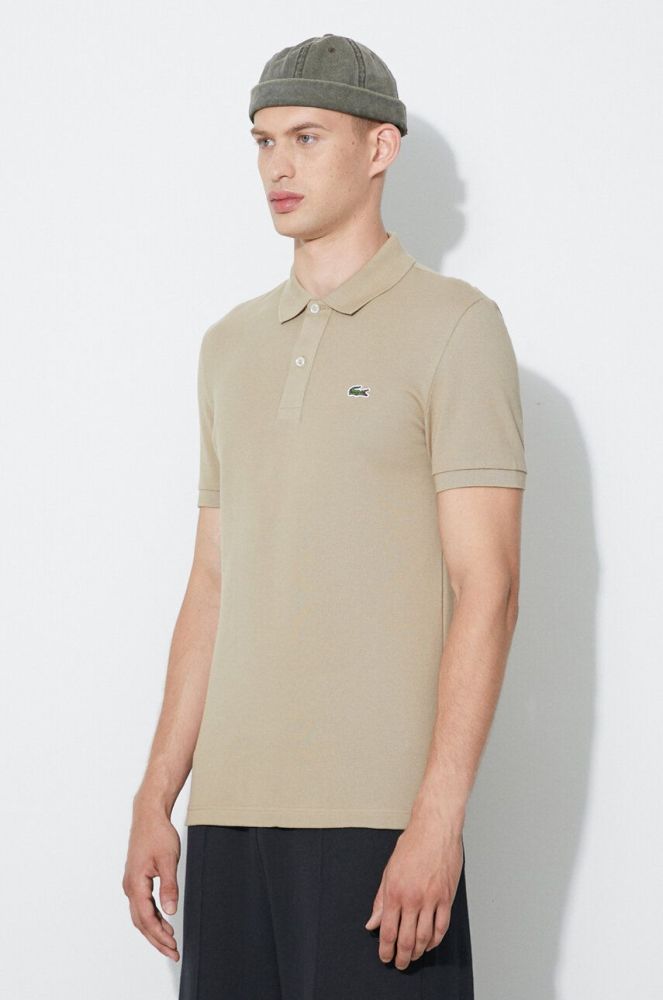 Бавовняне поло Lacoste колір бежевий однотонний PH4012-001