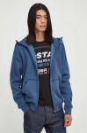 Кофта G-Star Raw чоловіча колір синій з капюшоном однотонна