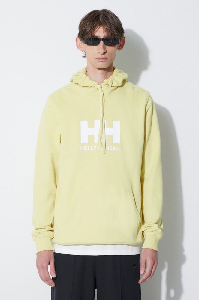 Бавовняна кофта Helly Hansen чоловіча колір синій з капюшоном з аплікацією 33977-597 (3297295)