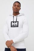 Бавовняна кофта Helly Hansen колір сірий з капюшоном з принтом 53289-597